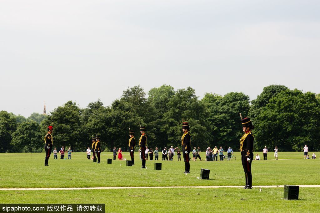 英國皇家騎兵鳴禮炮紀(jì)念女王伊麗莎白二世加冕64周年