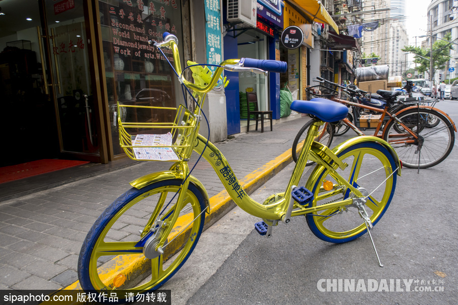 上海：共享單車顏色沒用完 酷騎土豪金配色“亮瞎眼”