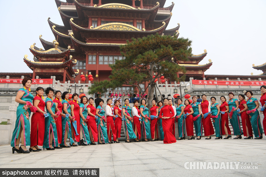 山東濱州：驚艷重陽(yáng)節(jié) 千名中老年旗袍愛(ài)好者走秀