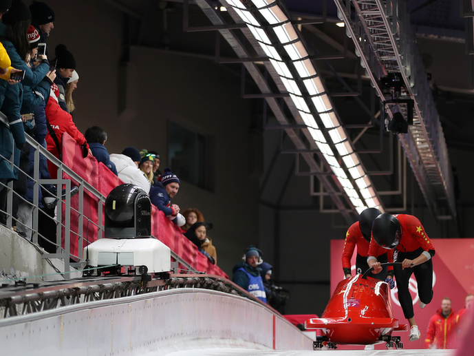 平昌冬奧會雪車比賽進行，中國組合李純鍵/王思棟名列第26