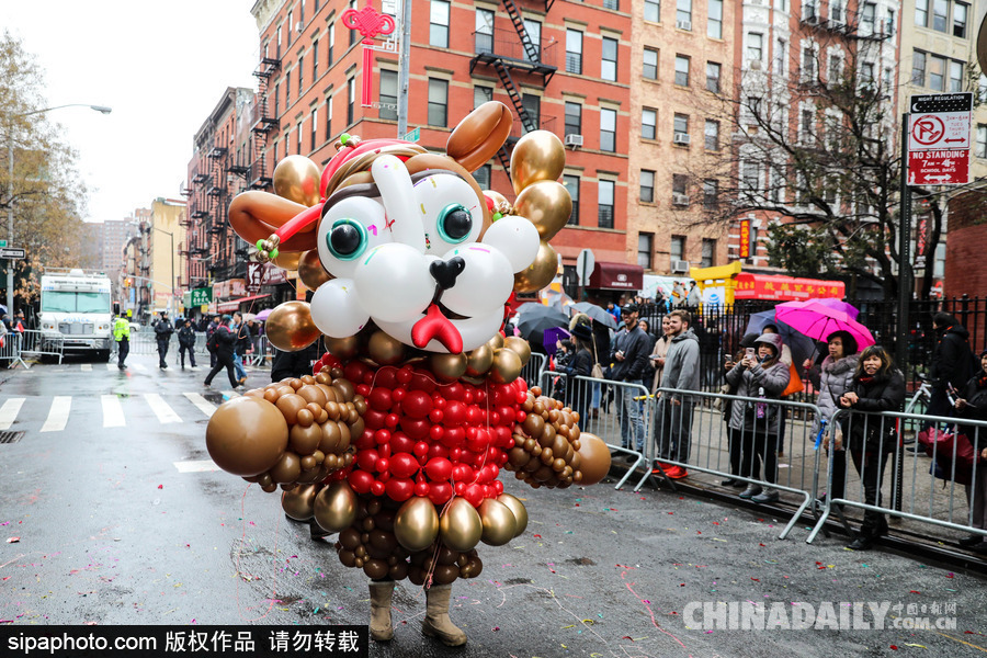 紐約唐人街迎接農(nóng)歷新年 中國傳統(tǒng)元素濃郁